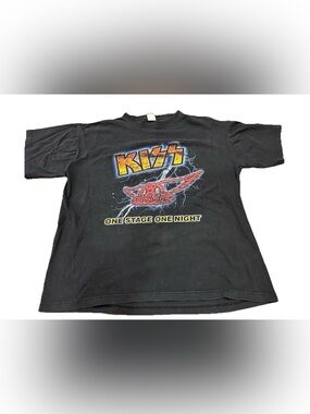 VTG 2003 KISS Aerosmith Tour Shirt XL One Stage One Night Rock & Roll Giants 707